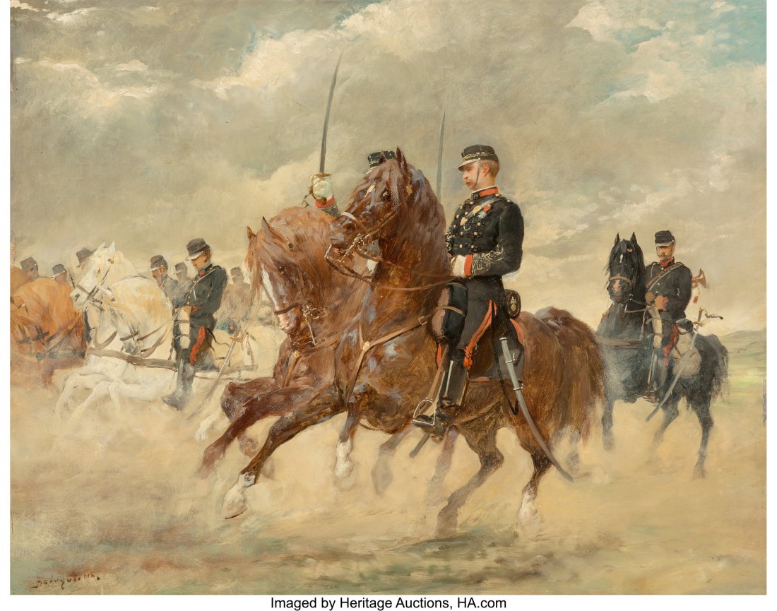 Continental School (19th Century) Cavalry charge: Continental School (19th Century) Cavalry charge Oil on panel 19 x 22 inches (48.3 x 55.9 cm) Bears signature lower left: Beauquesne HID03101