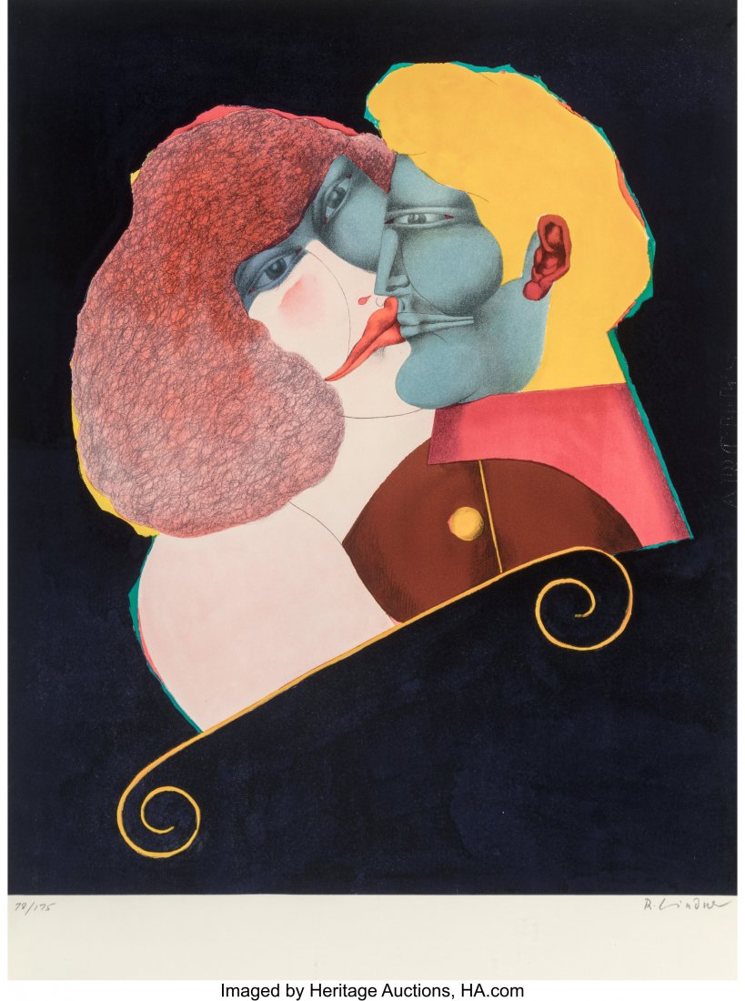 Richard Lindner (1901-1978) The Kiss, 1971 Litho: Richard Lindner (1901-1978) The Kiss, 1971 Lithograph in colors on Arches paper 26-1/4 x 19-3/4 inches (66.7 x 50.2 cm) (sheet) Ed. 78&