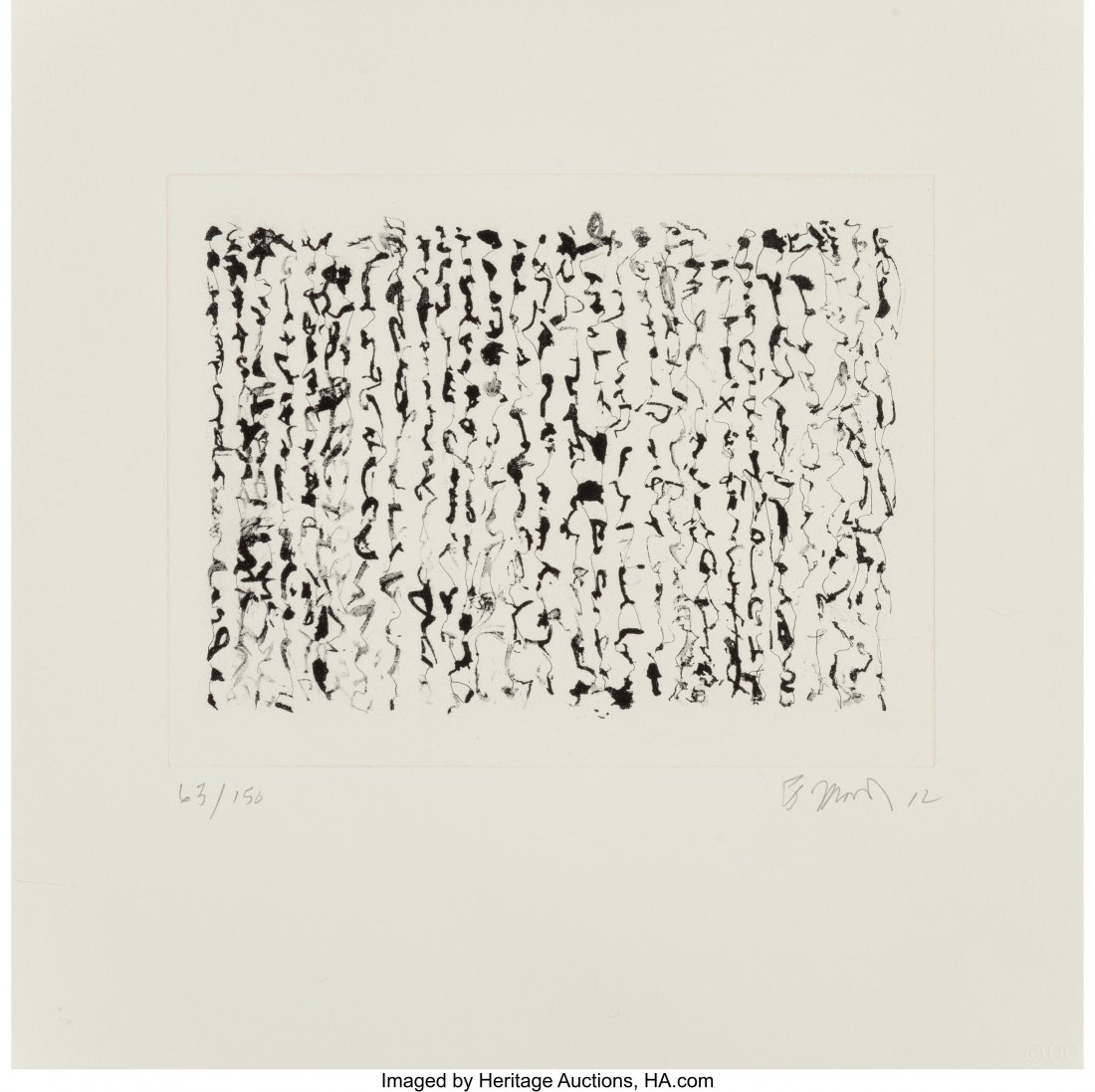 Brice Marden (b. 1938) Obama Letter, from Artist: Brice Marden (b. 1938) Obama Letter, from Artists for Obama, 2012 Photogravure on Hanhemühle paper 14 x 14 inches (35.6 x 35.6 cm) (sheet