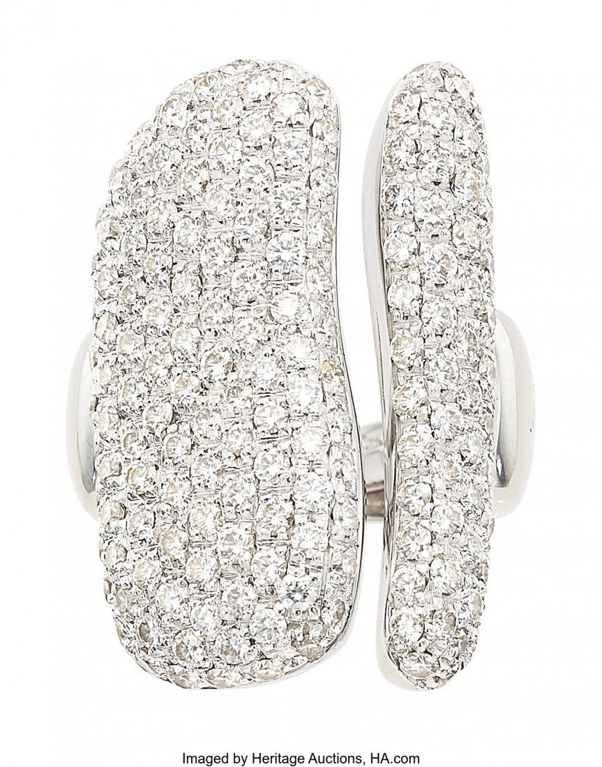 Antonini Diamond, White Gold Ring Stones: Full-: Antonini Diamond, White Gold Ring Stones: Full-cut diamonds weighing a total of approximately 3.20 carats Metal: 18k white gold Marked: Antonini Gross Weight: 18&p