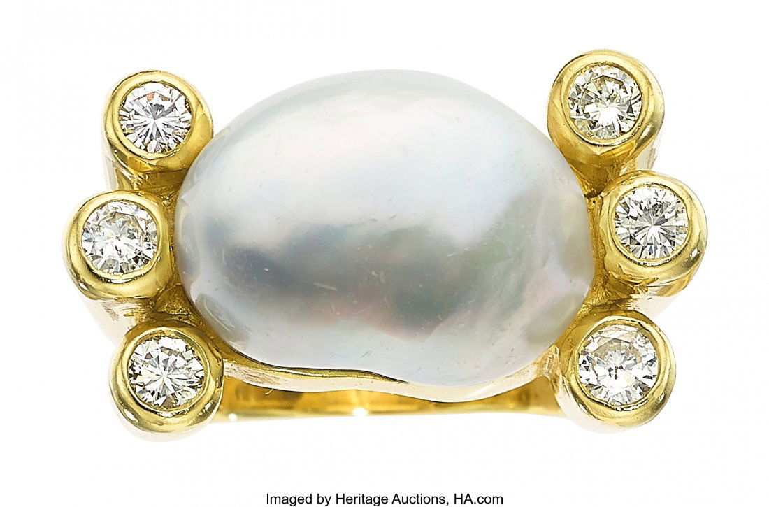 Baroque South Sea Cultured Pearl, Diamond, Gold (1 of 2)
