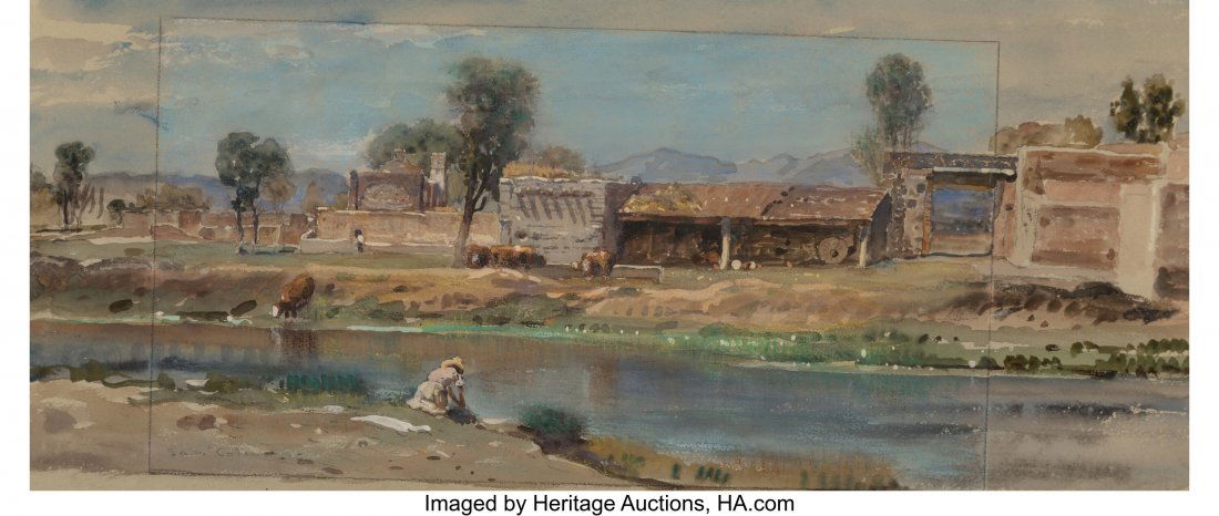 Samuel Colman (American, 1832-1920) Group of Thr: Samuel Colman (American, 1832-1920) Group of Three Works Watercolor and pencil on paper (each) 8-3/4 x 20-3/4 inches (22.2 x 52.7 cm) (si