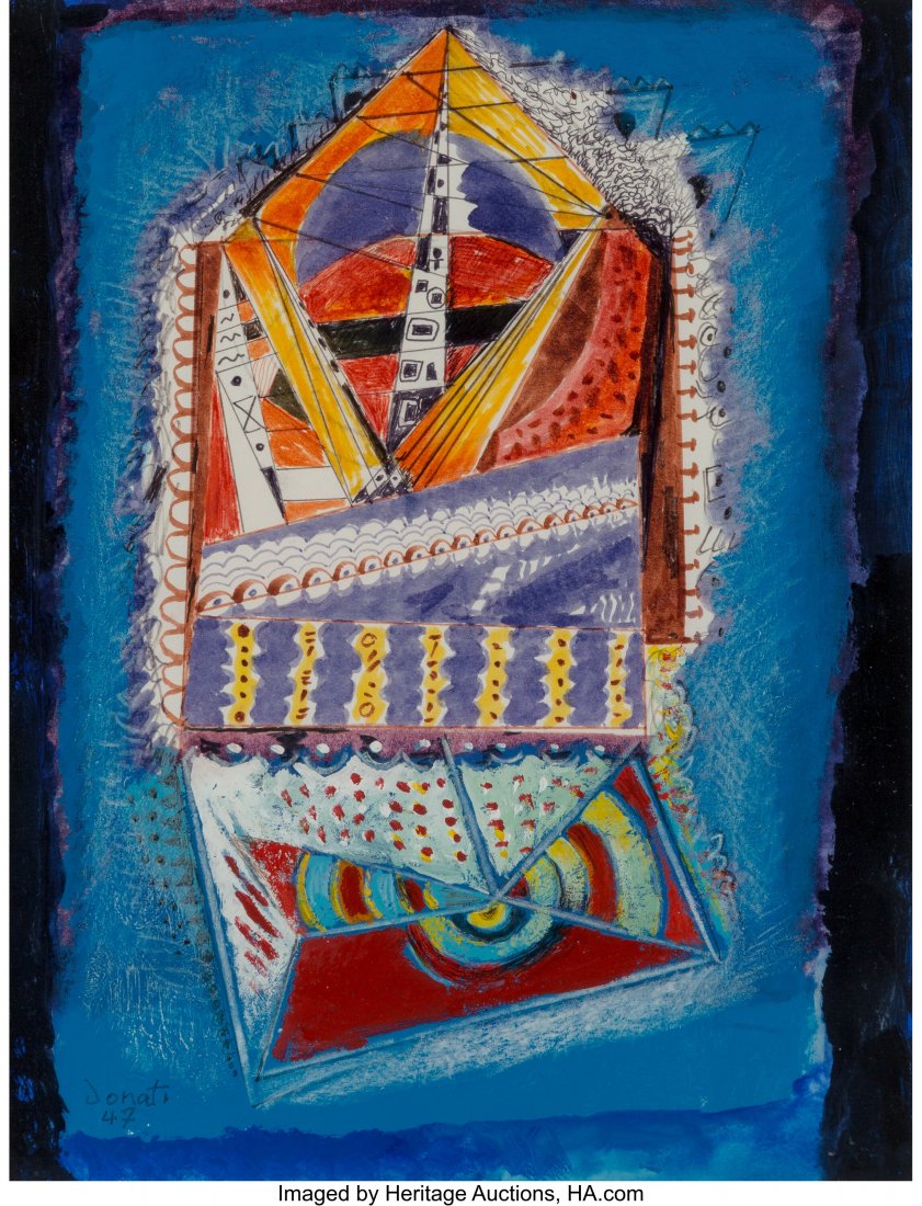 Enrico Donati (American, 1909-2008) Untitled, 19: Enrico Donati (American, 1909-2008) Untitled, 1947 Mixed media on paper 12 x 9-1/4 inches (30.5 x 23.5 cm) (sight) Signed and dated lower le