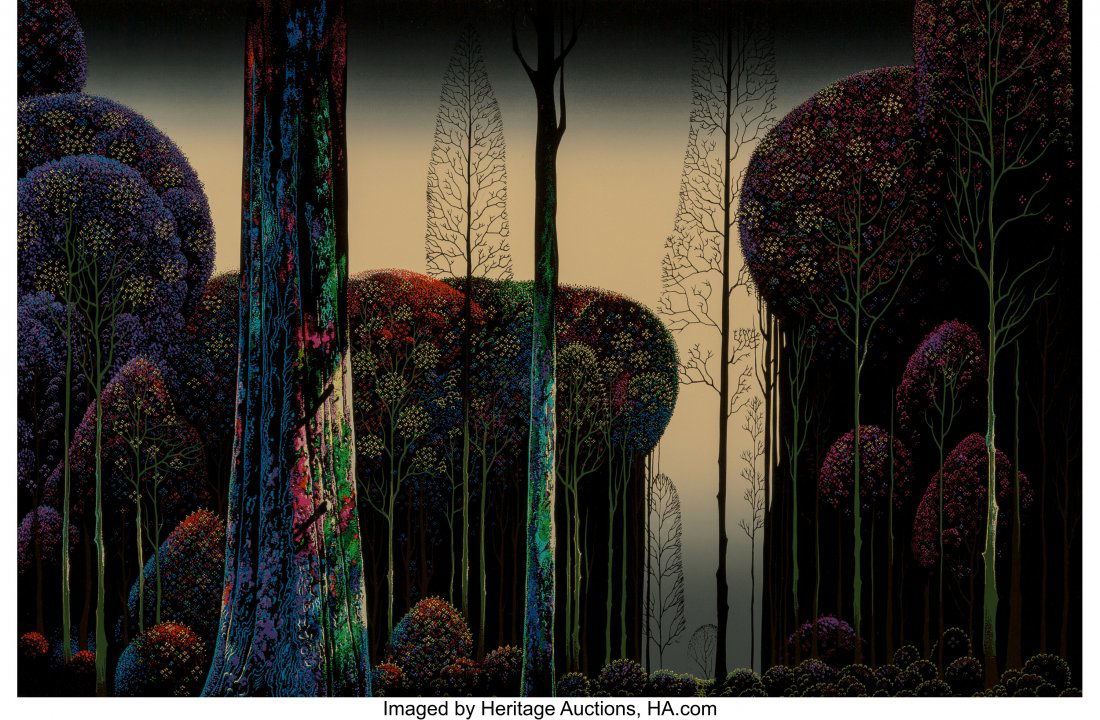 Eyvind Earle (American, 1916-2000) Gothic Forest: Eyvind Earle (American, 1916-2000) Gothic Forest, 1980 Serigraph in colors on paper 24 x 36 inches (61.0 x 91.4 cm) (sight) Edition of 300 &NewL