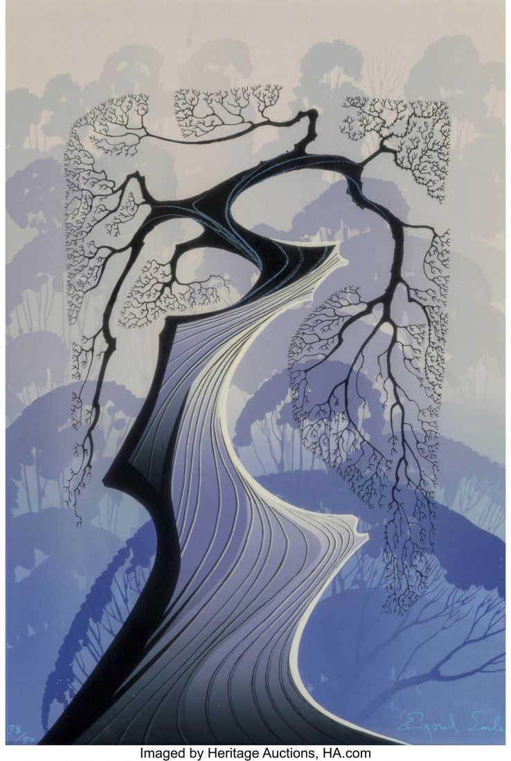 Eyvind Earle (American, 1916-2000) Carmel Cypres: Eyvind Earle (American, 1916-2000) Carmel Cypress, 1989 Serigraph in colors on paper 20-3/4 x 13-3/4 inches (52.7 x 34.9 cm) (sight) Ed&