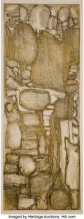 27073: Pierre Louis Maurice Courtin (French, 1921-2012): Pierre Louis Maurice Courtin (French, 1921-2012) Colonne, 1959 Engraving with embossment on paper 20-1/2 x 7-1/4 inches (52.1 x 18.4 cm) (ima