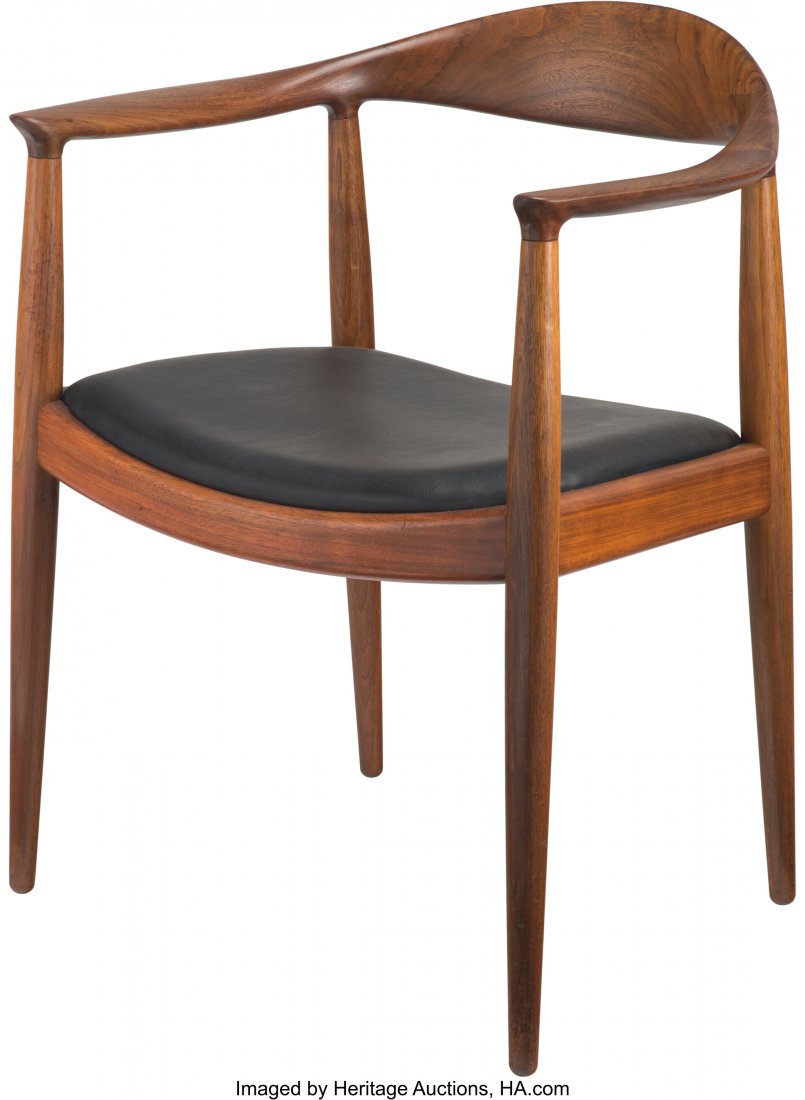 Hans J. Wegner (Danish, 1914-2007) The Chair, de: Hans J. Wegner (Danish, 1914-2007) The Chair, designed 1949, Johannes Hansen Oak, leather 30 x 24-1/2 x 19 inches (76.2 x 62.2 x 48&peri