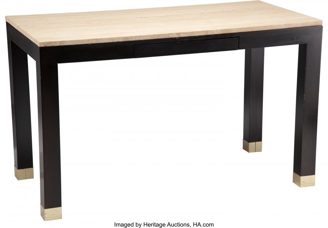 John Stuart Inc. (American, 1934-1956) Table, ci: John Stuart Inc. (American, 1934-1956) Table, circa 1950 Marble, walnut, brass 28-3/4 x 48 x 24 inches (73.0 x 121.9 x 61.0 cm&rp