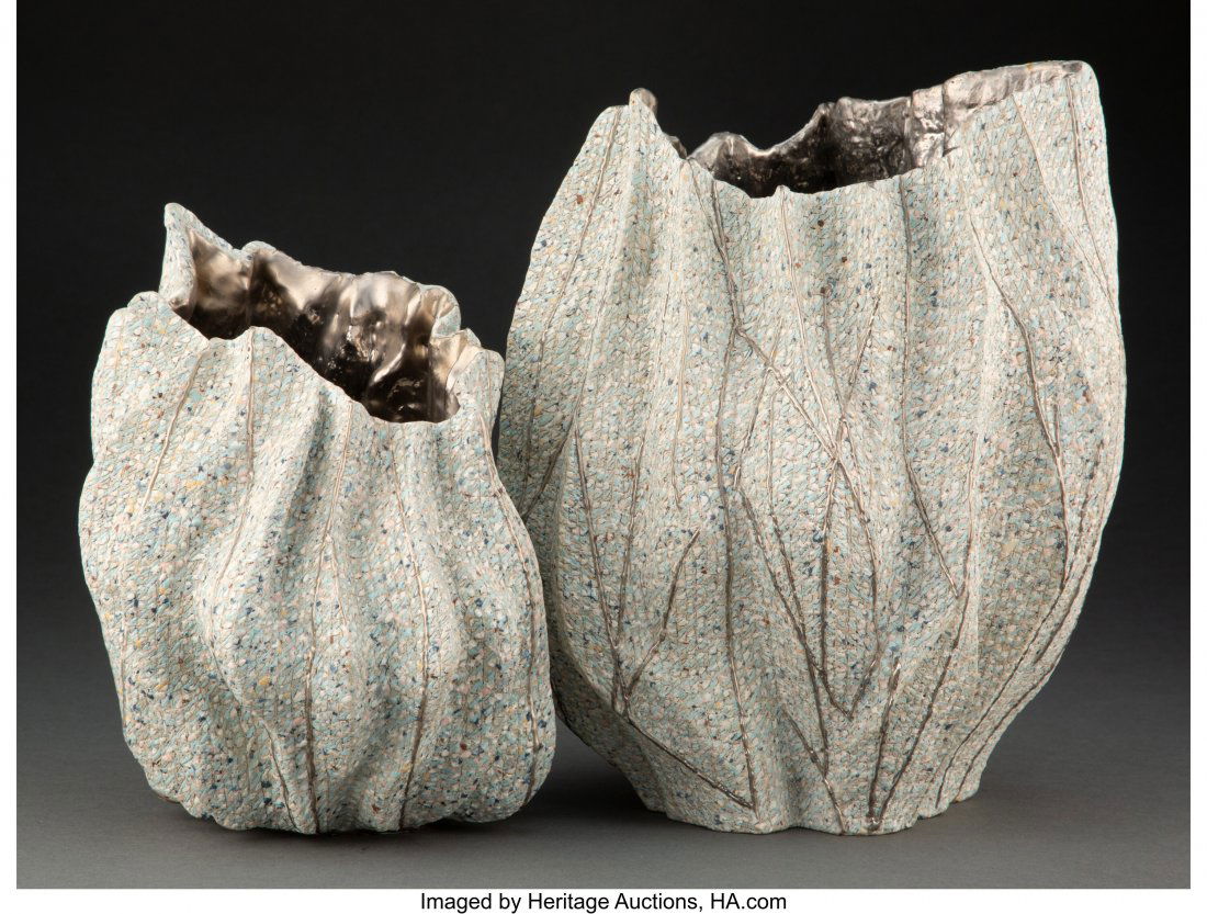 Kishi Eiko (Japanese, b. 1948) Pair of Vessels, (1 of 3)