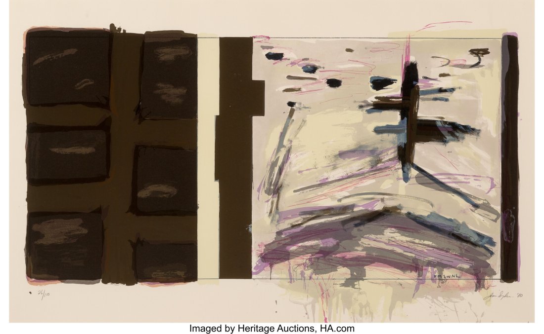 Joan Snyder (b. 1940) Fmswnl, 1980 Lithograph in: Joan Snyder (b. 1940) Fmswnl, 1980 Lithograph in colors on paper 17 x 34 inches (43.2 x 86.4 cm) (image) Ed. 26/100 Signed, nu