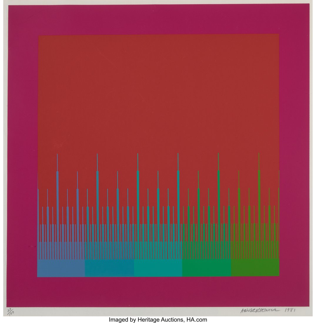 Richard Joseph Anuszkiewicz (1930-2020) Soft Sat: Richard Joseph Anuszkiewicz (1930-2020) Soft Satellite Red, 1981 Serigraph in colors on wove paper 36 x 36 inches (91.4 x 91.4 cm) (sheet) Ed. 