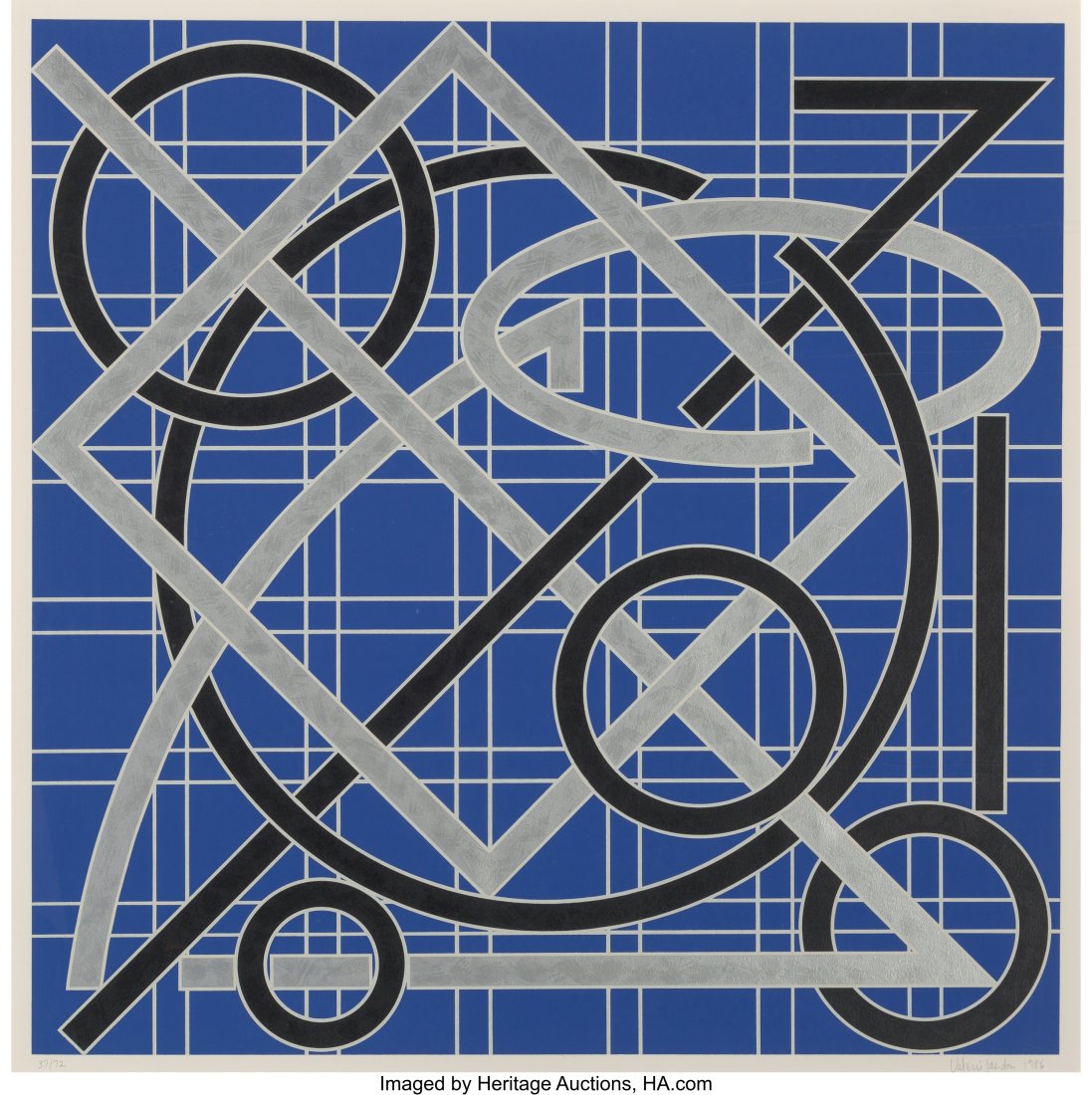Valerie Jaudon (b. 1945) Untitled, 1986 Serigrap: Valerie Jaudon (b. 1945) Untitled, 1986 Serigraph in colors on paper 31 x 31 inches (78.7 x 78.7 cm) (image) Ed. 37/72 Signed,