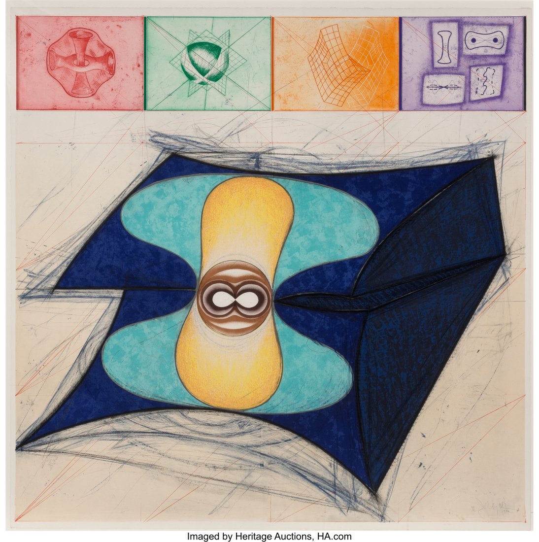 John Newman (b. 1952) Auto-da-fe, 1990 Lithograp: John Newman (b. 1952) Auto-da-fe, 1990 Lithograph, etching, aquatint, engraving, and drypoint in colors on paper 57 x 57 inches (144.8 x 144&