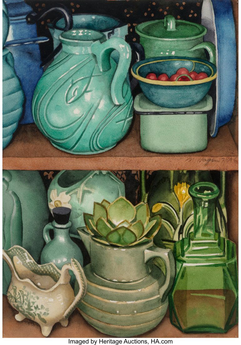 Nancy Hagin (b. 1940) Green Rows, July 2004 Wate: Nancy Hagin (b. 1940) Green Rows, July 2004 Watercolor on paper 20 x 14 inches (50.8 x 35.6 cm) Signed and dated center right: N. Hagin 7&so