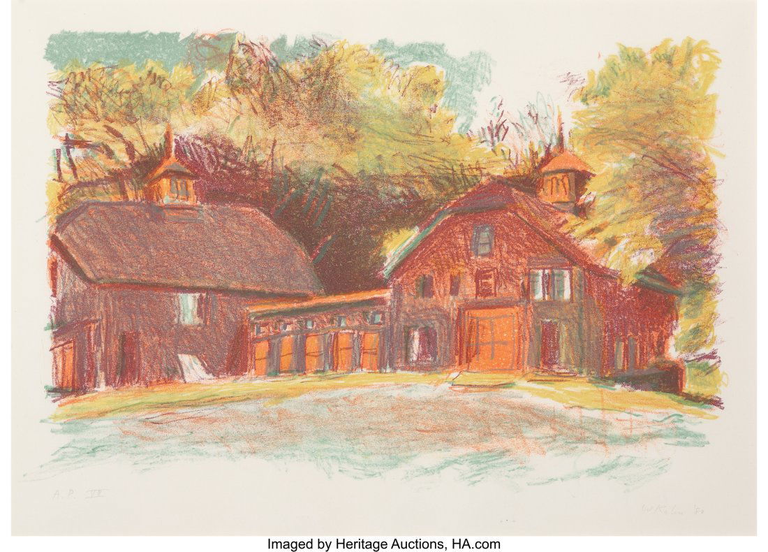 Wolf Kahn (1927-2020) Curing Barns, 1980 Lithogr: Wolf Kahn (1927-2020) Curing Barns, 1980 Lithograph in colors on wove paper 11-1/2 x 18 inches (29.2 x 45.7 cm) (image) A.P. VII Sig