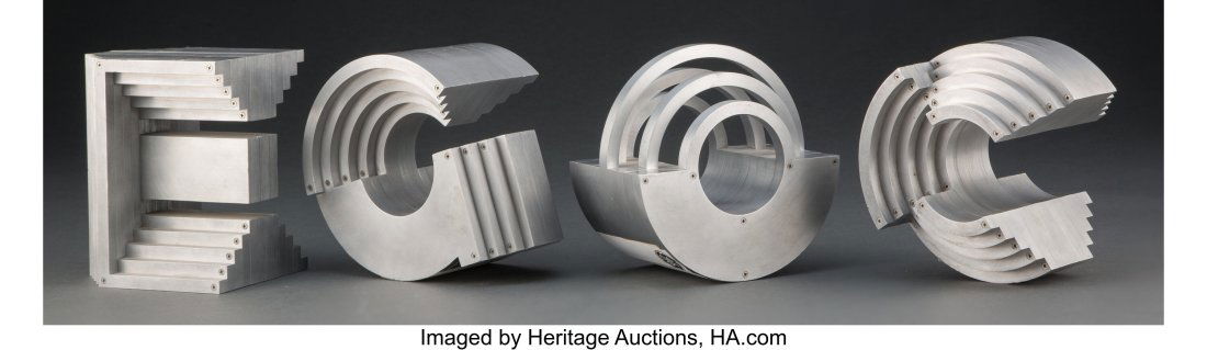 Takenobu Igarashi (b. 1944) Untitled (G, E, C,: Takenobu Igarashi (b. 1944) Untitled (G, E, C, O), 1983 Brushed aluminum Each 5-1/2 inches (14.0 cm) high and wide, and ap