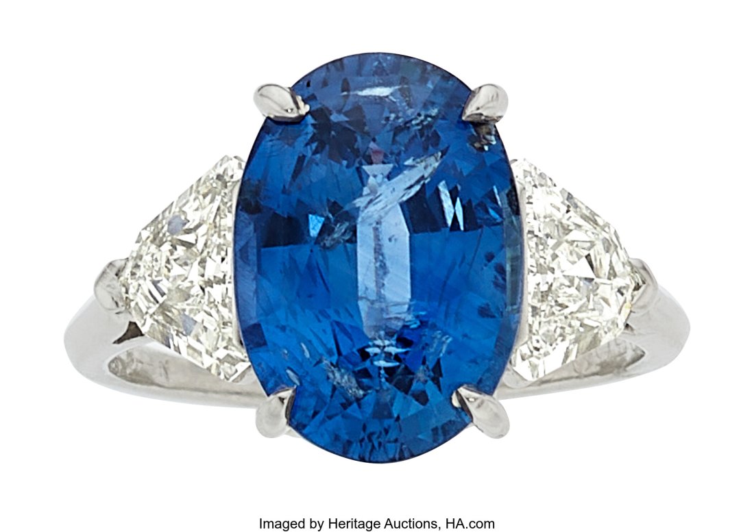 Ceylon Sapphire, Diamond, Platinum Ring  Stones (1 of 3)