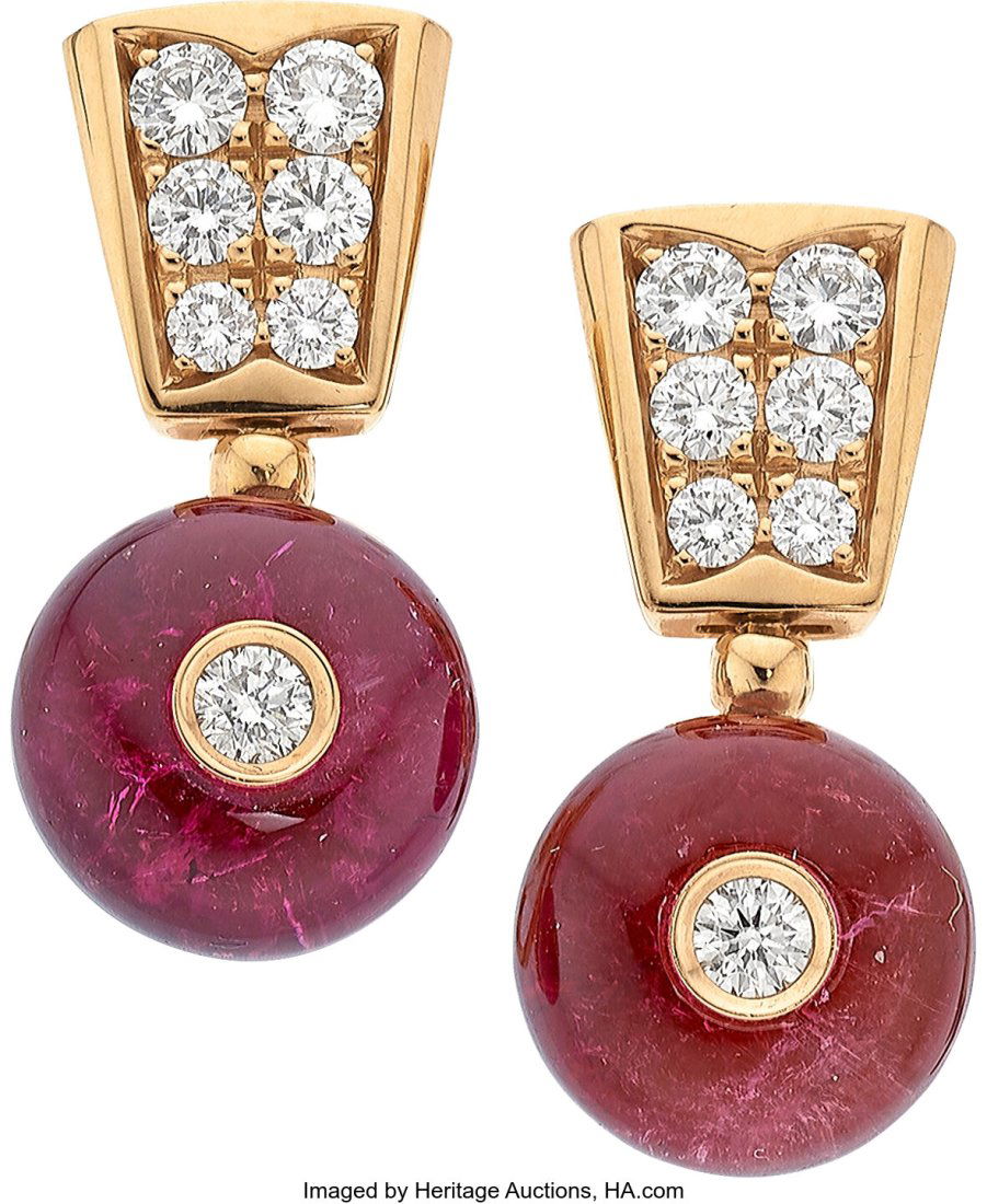 Bvlgari Tourmaline, Diamond, Gold Earrings  Ston (1 of 2)