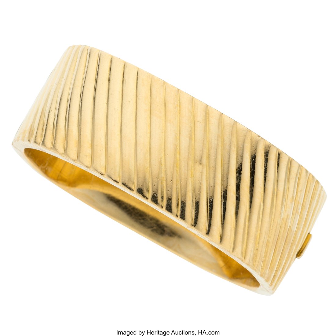 Gold Bracelet Metal: 18k gold Marked: for Modus: Gold Bracelet Metal: 18k gold Marked: for Modus by Giancarlo Chimento & Co. Gross Weight: 63.40 grams Dimensions: 7-1/4 inches x 1 inch &NewLine