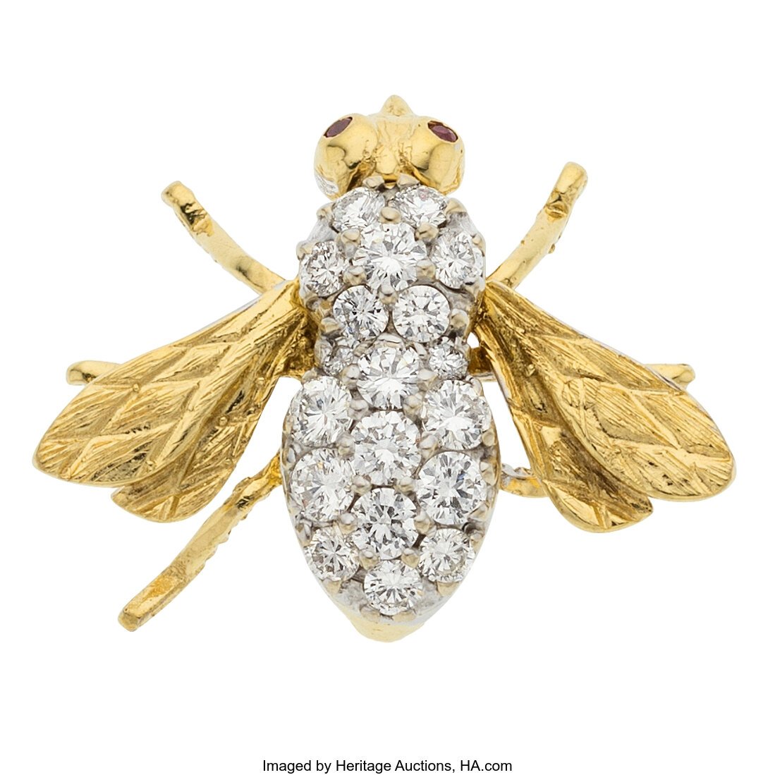 Herbert Rosenthal Diamond, Ruby, Gold Brooch  St (1 of 1)