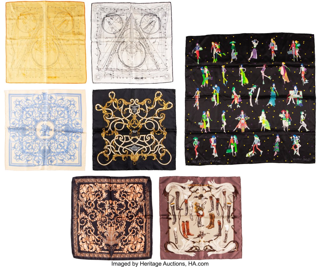 Hermès and Versace Set of Seven: Assorted Silk (1 of 4)