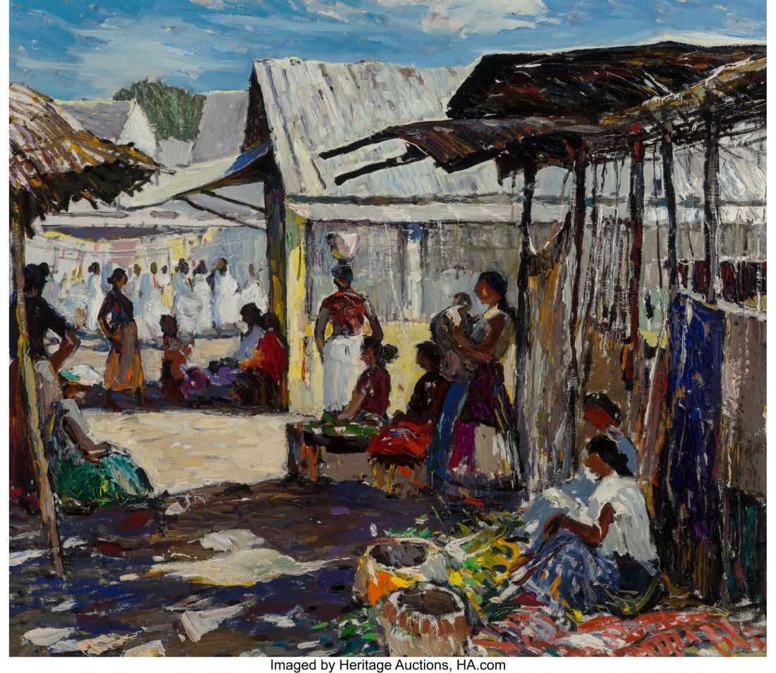 Millard Sheets (American, 1907-1989) Guatemala M: Millard Sheets (American, 1907-1989) Guatemala Market, circa 1930 Oil on canvas 24 x 28 inches (61.0 x 71.1 cm) PROVENANCE: Private collection&comma