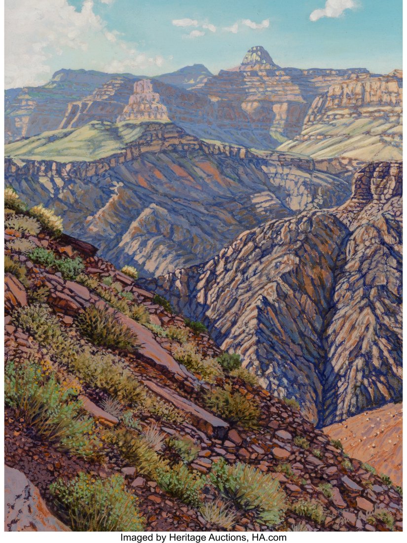 Bruce Aiken (American, b. 1950) The Inner Gorge,: Bruce Aiken (American, b. 1950) The Inner Gorge, 1987 Acrylic on canvas 16 x 12 inches (40.6 x 30.5 cm) Signed and dated lower right: 1987 &s