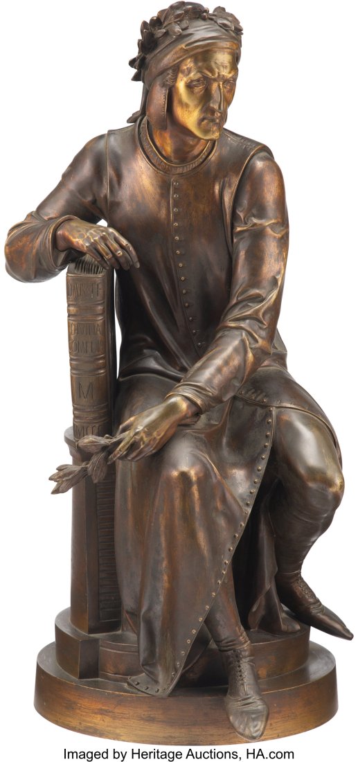 Albert-Ernest Carrier-Belleuse (French, 1824-188: Albert-Ernest Carrier-Belleuse (French, 1824-1887) Dante Bronze 26 x 16 inches (66.0 x 40.6 cm) Inscribed CARRIER, 1856 HID03101062020 