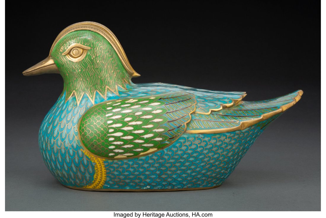 A Chinese Cloisonné Duck Figure Marks: four-cha (1 of 4)