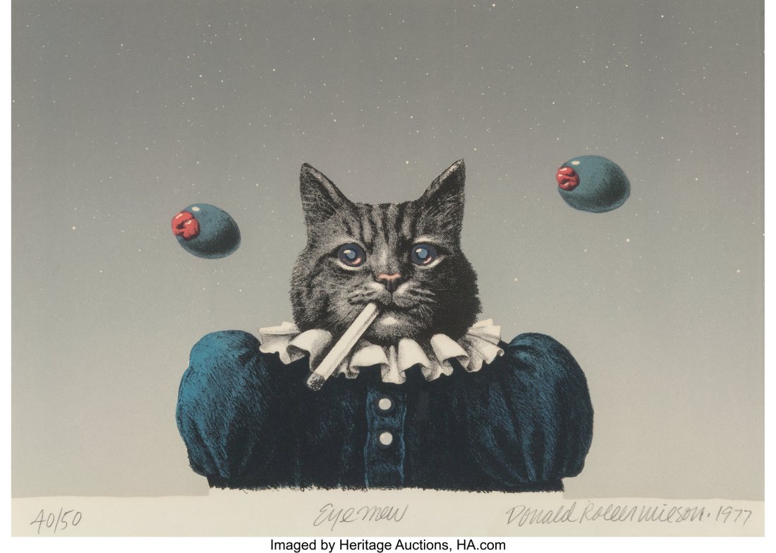Donald Roller Wilson (b. 1938) Eye Mew, 1977 Lit: Donald Roller Wilson (b. 1938) Eye Mew, 1977 Lithograph in colors on wove paper 11-1/8 x 15-1/2 inches (28.3 x 39.4 cm) (sheet) Ed&peri