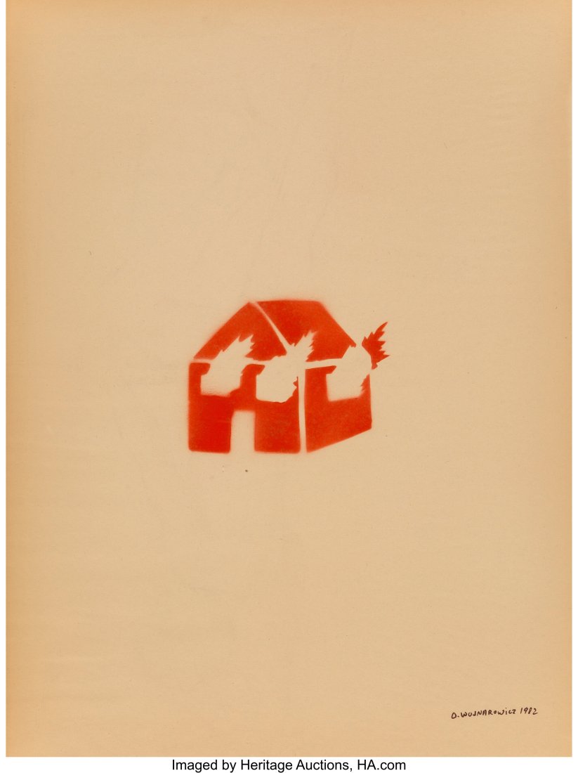 David Wojnarowicz (1954-1992) Untitled (Burning: David Wojnarowicz (1954-1992) Untitled (Burning House), 1982 Stencil on paper 24 x 18 inches (61.0 x 45.7 cm) (sheet) Signed and dated lower