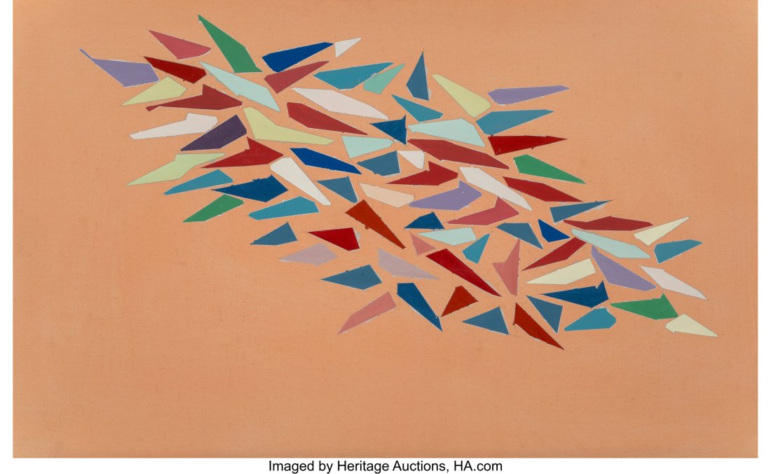 Robert Goodnough (1917-2010) Colors on Orange, 1: Robert Goodnough (1917-2010) Colors on Orange, 1980 Oil and acrylic on canvas 32-1/4 x 52-1/4 inches (81.9 x 132.7 cm) Signed, titled, and d