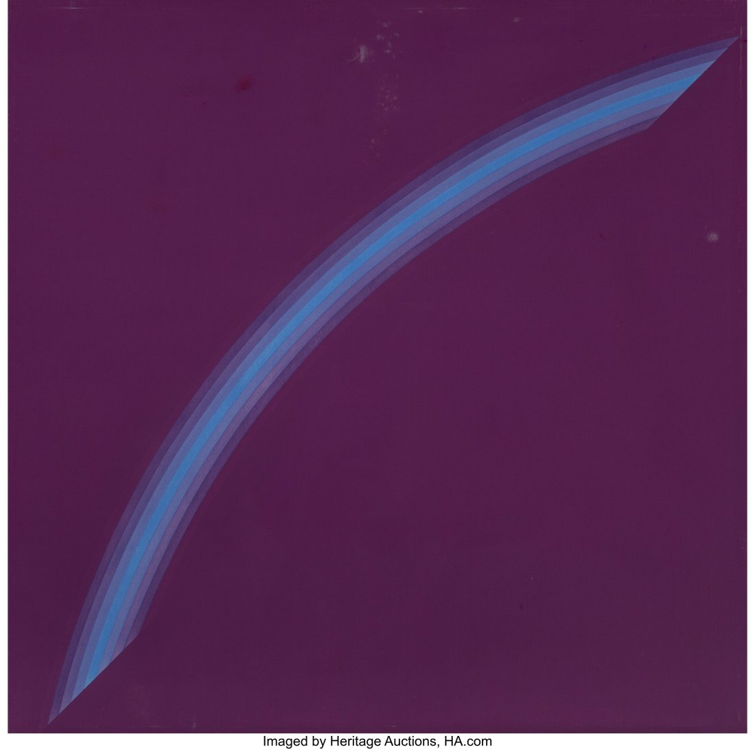 David Simpson (b. 1928) Huntress Two, 1967 Co-po: David Simpson (b. 1928) Huntress Two, 1967 Co-polymer on canvas 50 x 50 inches (127 x 127 cm) Signed and dated on the reverse: David / Simpson / Aug/