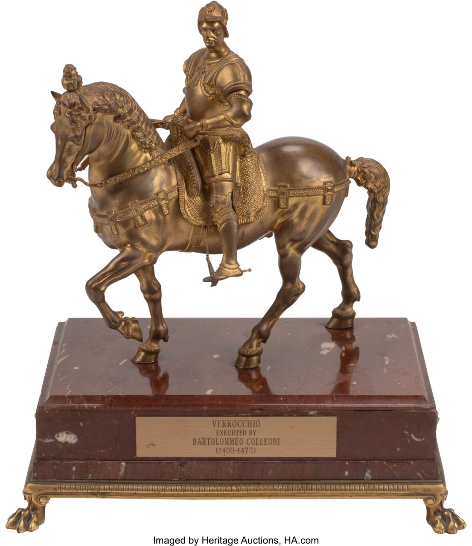 A Gilt Bronze Figure of an Equestrian on a Rouge (1 of 4)