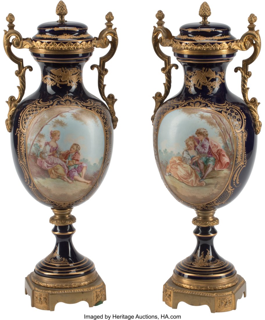A Pair of French Sèvres-Style Gilt Bronze Mount (1 of 5)