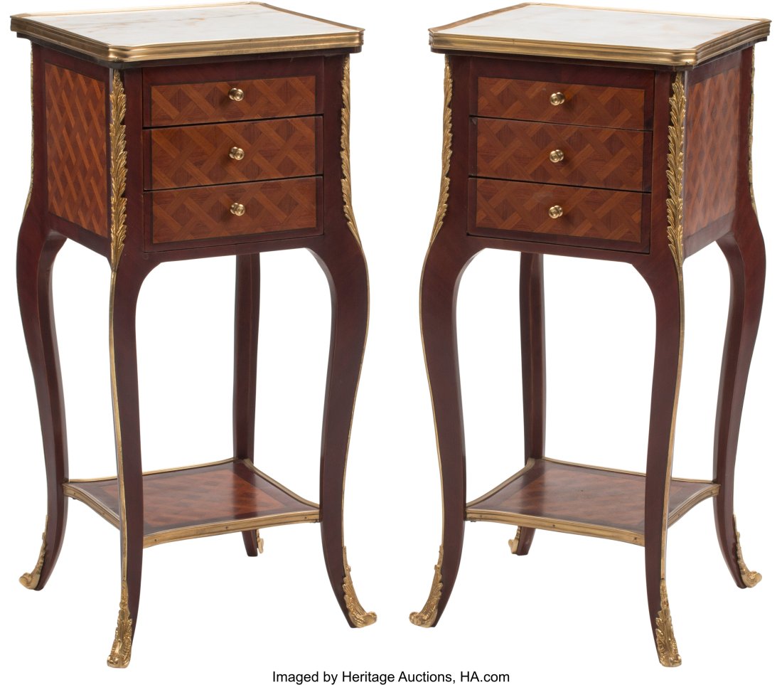 A Pair of French Louis XV-Style Parquetry Inlaid (1 of 3)