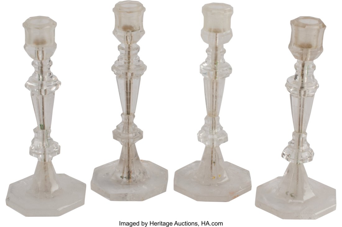 A Set of Four Carved Rock Crystal & Glass Candlesticks 9 (1 of 4)