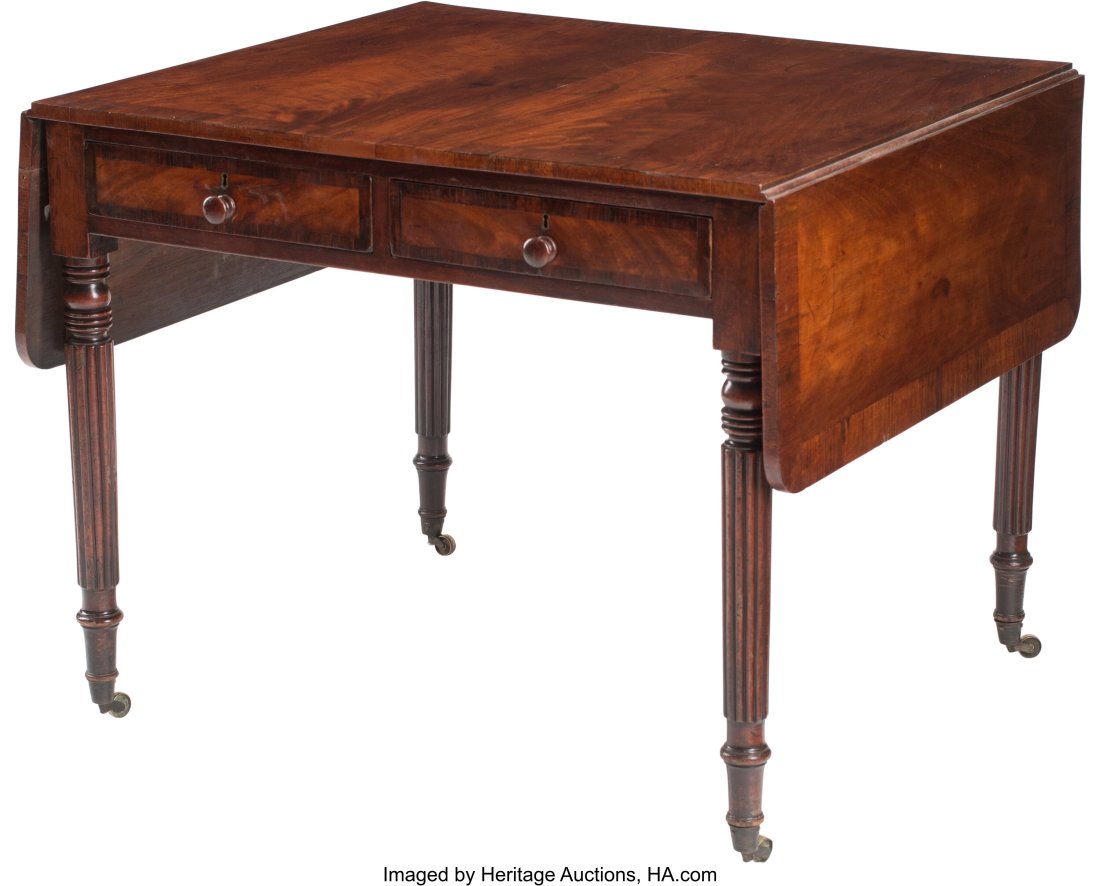 A Victorian Mahogany Two-Drawer Drop-Leaf Table, (1 of 5)