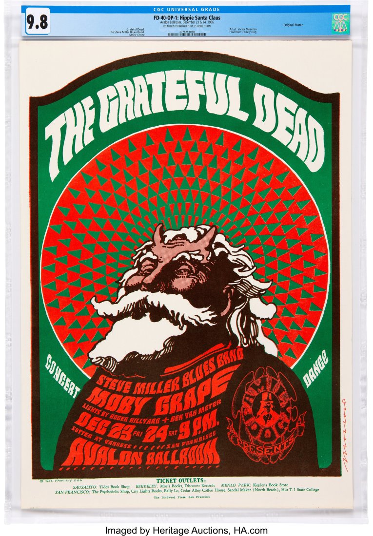 FD-40 Grateful Dead, Steve Miller 1966 Avalon Co: FD-40 Grateful Dead, Steve Miller 1966 Avalon Concert Poster Graded 9.8. First-printing San Francisco concert poster for the Grateful Dead, Steve Miller Blues Band and Moby G