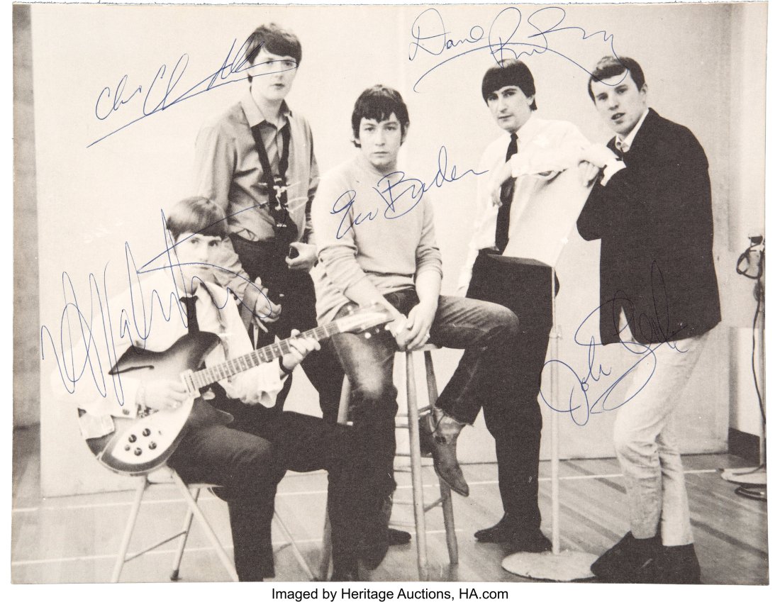 The Animals Signed Photo from Rolling Stone Issu: The Animals Signed Photo from Rolling Stone Issue. A page carefully removed from an issue of Rolling Stone featuring all five members of the Animals and signed by the members: Eric Burdon