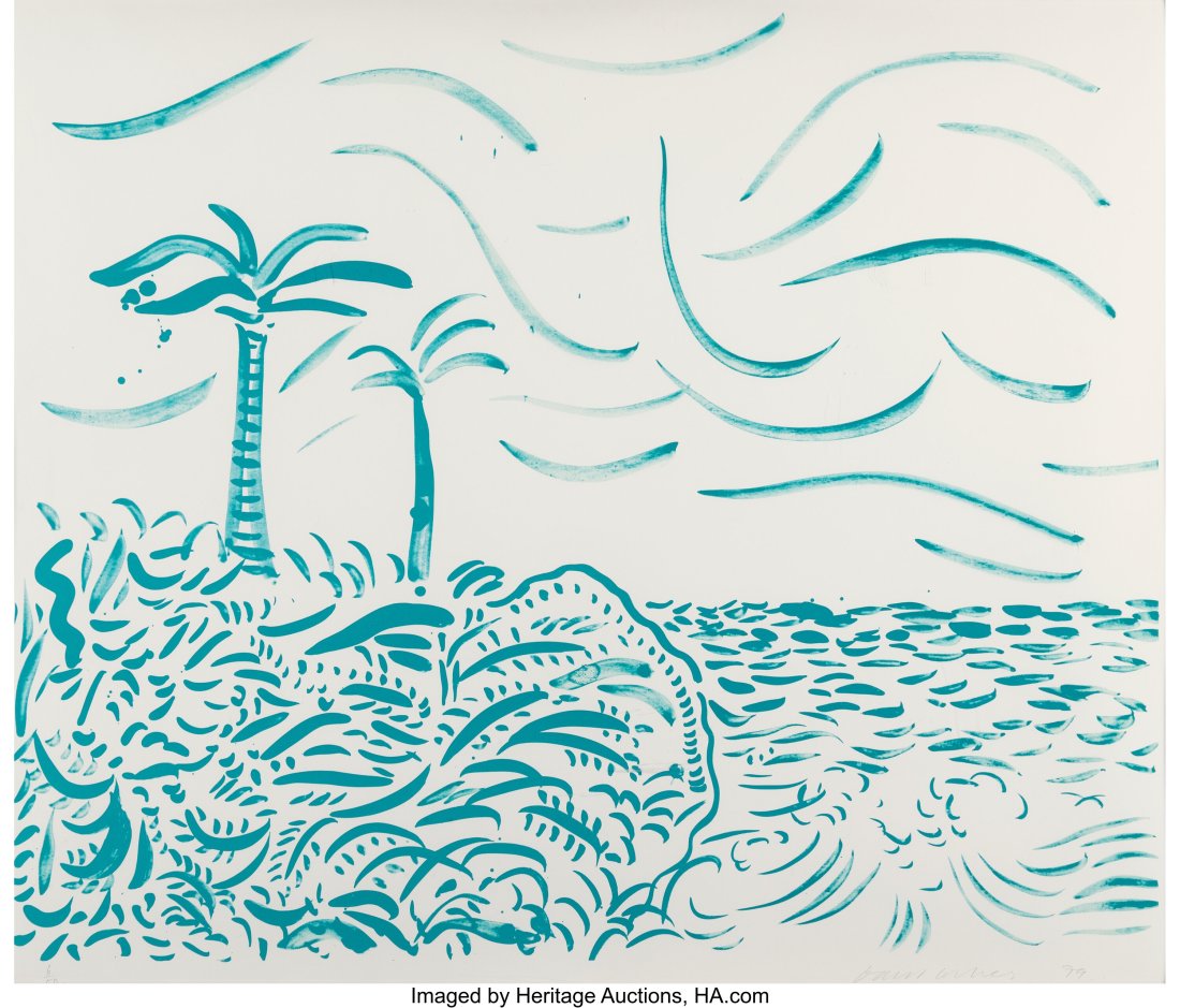 David Hockney (b. 1937) Green Bora Bora, 1979 Li: David Hockney (b. 1937) Green Bora Bora, 1979 Lithograph in colors on wove paper 35 x 42 inches (88.9 x 106.7 cm) (sheet) Ed. 6/50 S