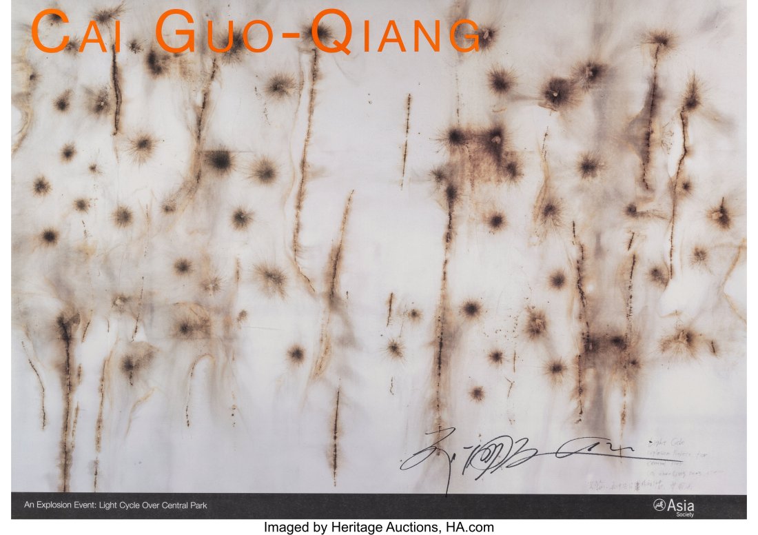 Cai Guo-Qiang (Chinese, b. 1957) A Explosion Eve: Cai Guo-Qiang (Chinese, b. 1957) A Explosion Event: Light Cycle over Central Park, exhibition poster, 2005 Offset lithograph in colors on smooth wove paper 24-