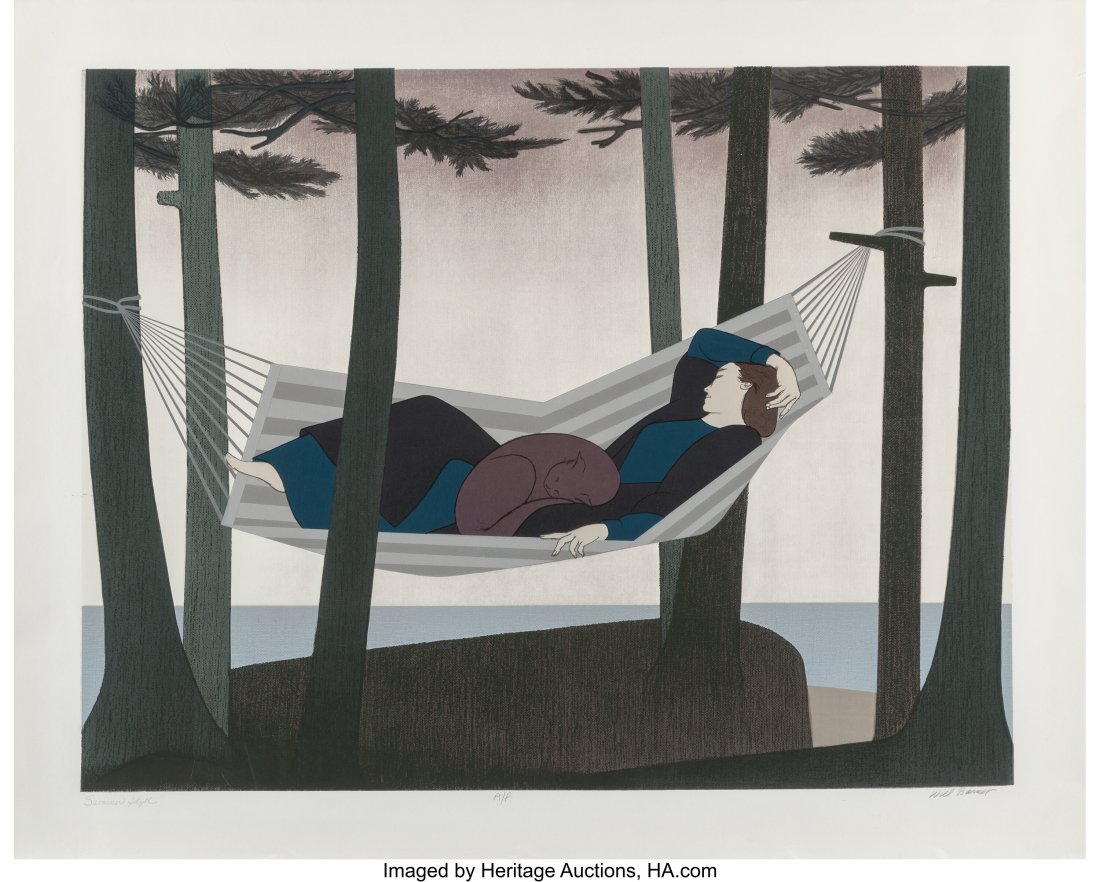 Will Barnet (American, 1911-2012) Summer Idyll,: Will Barnet (American, 1911-2012) Summer Idyll, 1976 Screenprint and lithograph in colors on paper 29-3/4 x 38 inches (75.6 x 96.5 cm) (image&rpa