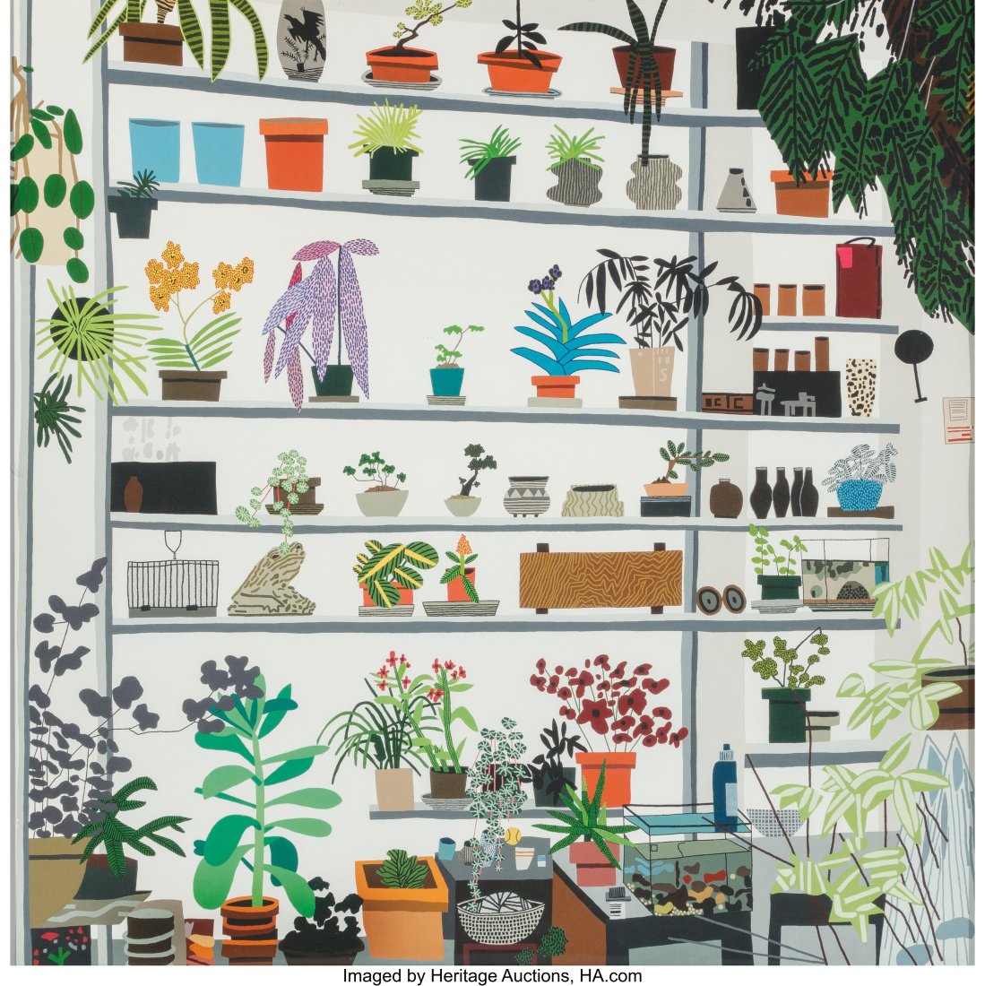Jonas Wood (b. 1977) Large Shelf Still Life, pos: Jonas Wood (b. 1977) Large Shelf Still Life, poster, 2017 Offset lithograph in colors on smooth wove paper 23 x 23 inches (58.4 x 58.4 cm) (sh