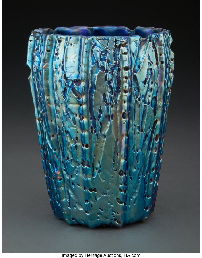 Durand Moorish Crackle Glass Vase, circa 1920 6-: Durand Moorish Crackle Glass Vase, circa 1920 6-3/8 inches (16.2 cm) Property from the Collection of Jeep & Carla Harned HID03101062020 &New