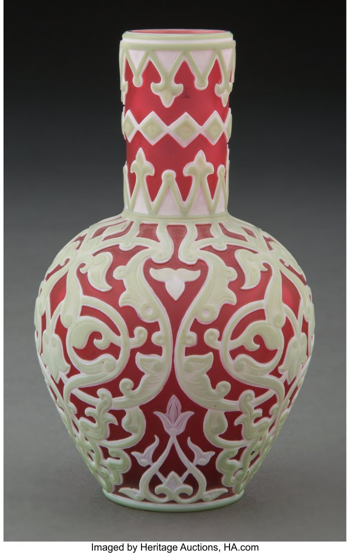 Thomas Webb & Sons Tri-Color Cameo Glass Cabinet: Thomas Webb & Sons Tri-Color Cameo Glass Cabinet Vase, circa 1900 4-7/8 inches (12.4 cm) Property from the Collection of Jeep & Carla Harned HID03