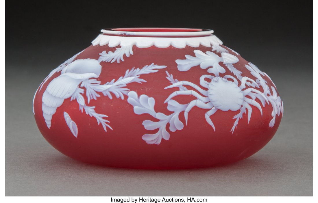 Thomas Webb & Sons Cameo Glass Bowl, circa 1890: Thomas Webb & Sons Cameo Glass Bowl, circa 1890 3 inches (7.6 cm) Property from the Collection of Jeep & Carla Harned HID03101062020 &NewLin