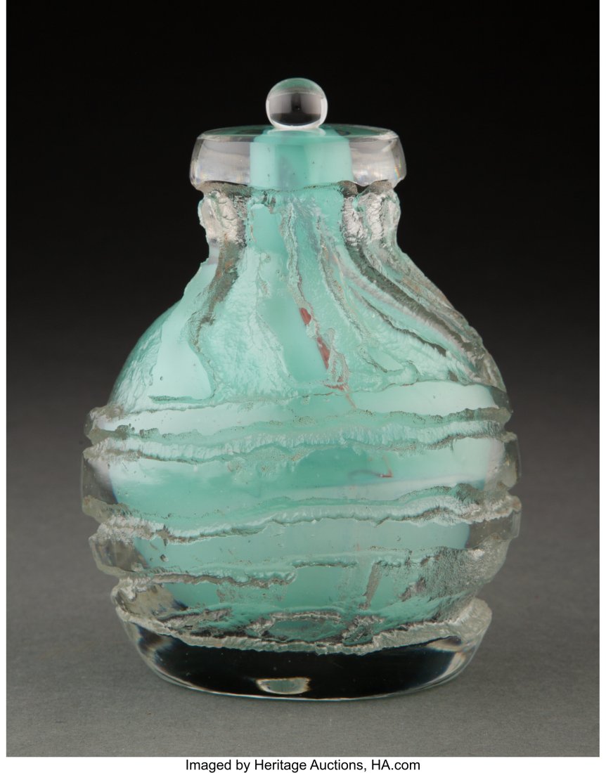 Maurice Marinot Acid-Etched and Internally Decor: Maurice Marinot Acid-Etched and Internally Decorated Glass Perfume, circa 1922 Marks: marinot 5-1/2 inches (14.0 cm) PROVENANCE: Collection of Baron Robert Philippe de Rothschild, Paris, 1922; Collect
