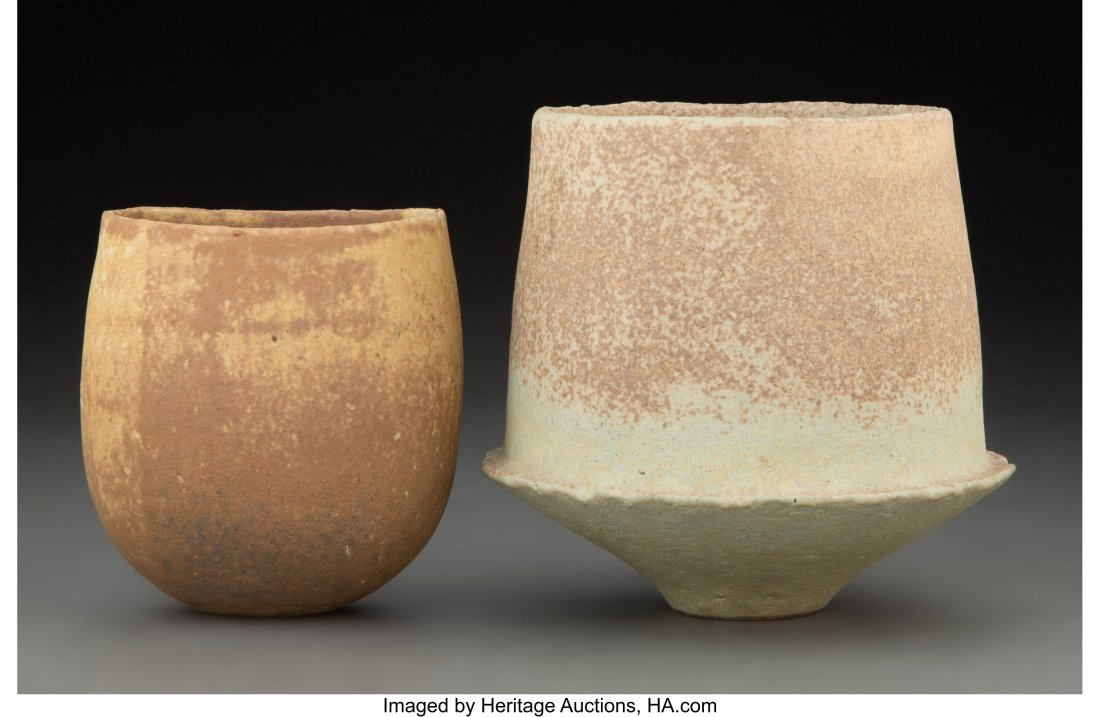 John Ward (British, b. 1938) Two Vases Glazed st: John Ward (British, b. 1938) Two Vases Glazed stoneware 4-7/8 x 5-3/8 inches (12.4 x 13.7 cm) (tallest) Each impressed with artist's se