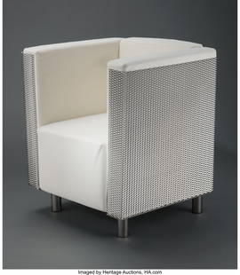 Shiro Kuramata (Japanese, 1934-1991) Lounge Chai: Shiro Kuramata (Japanese, 1934-1991) Lounge Chair for Bridgestone, 1986, Living Diviani Chrome-plated steel, expanded metal, upholstery 31-1/2 x 29 x 26